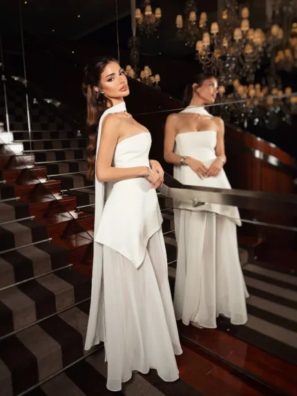 فستان ابيض طويل